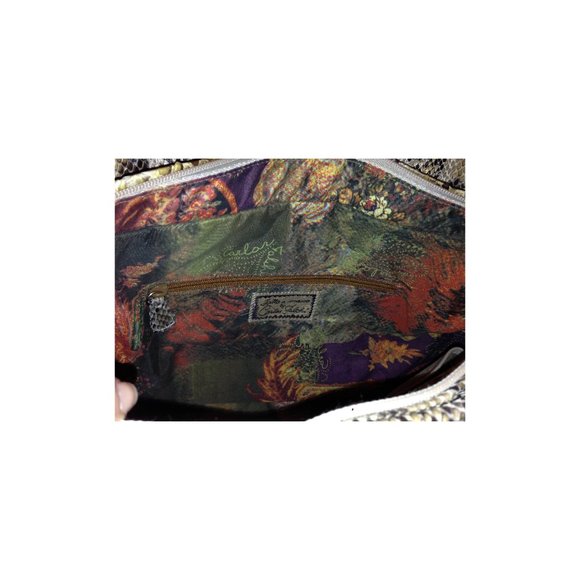 Authentic New Unused GENUINE natural beige brown PYTHON Carlos Falchi tote bag - Picture 10 of 11